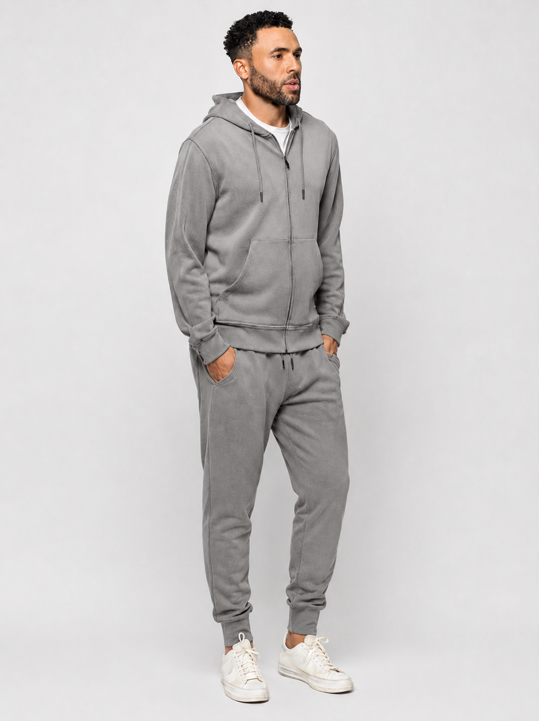 LIVINIT tall jogger pants in gray with drawstring and tapered cuffs