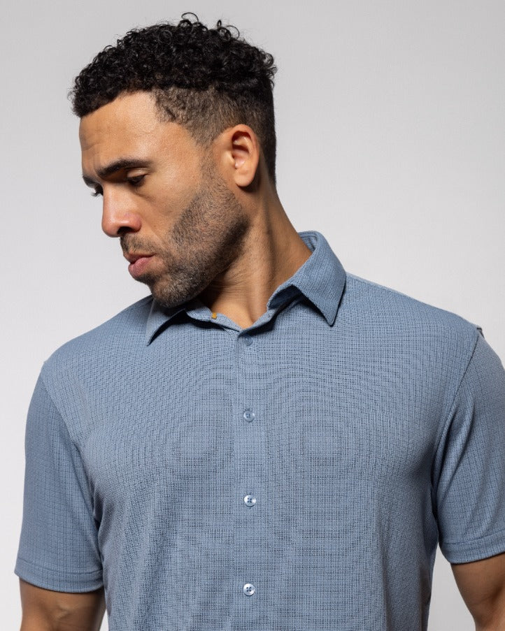 dusty blue men's dress shirt NAPLES SS Style:1 Sleeve filter_color_Black It is complete with Black Maternity Dress -