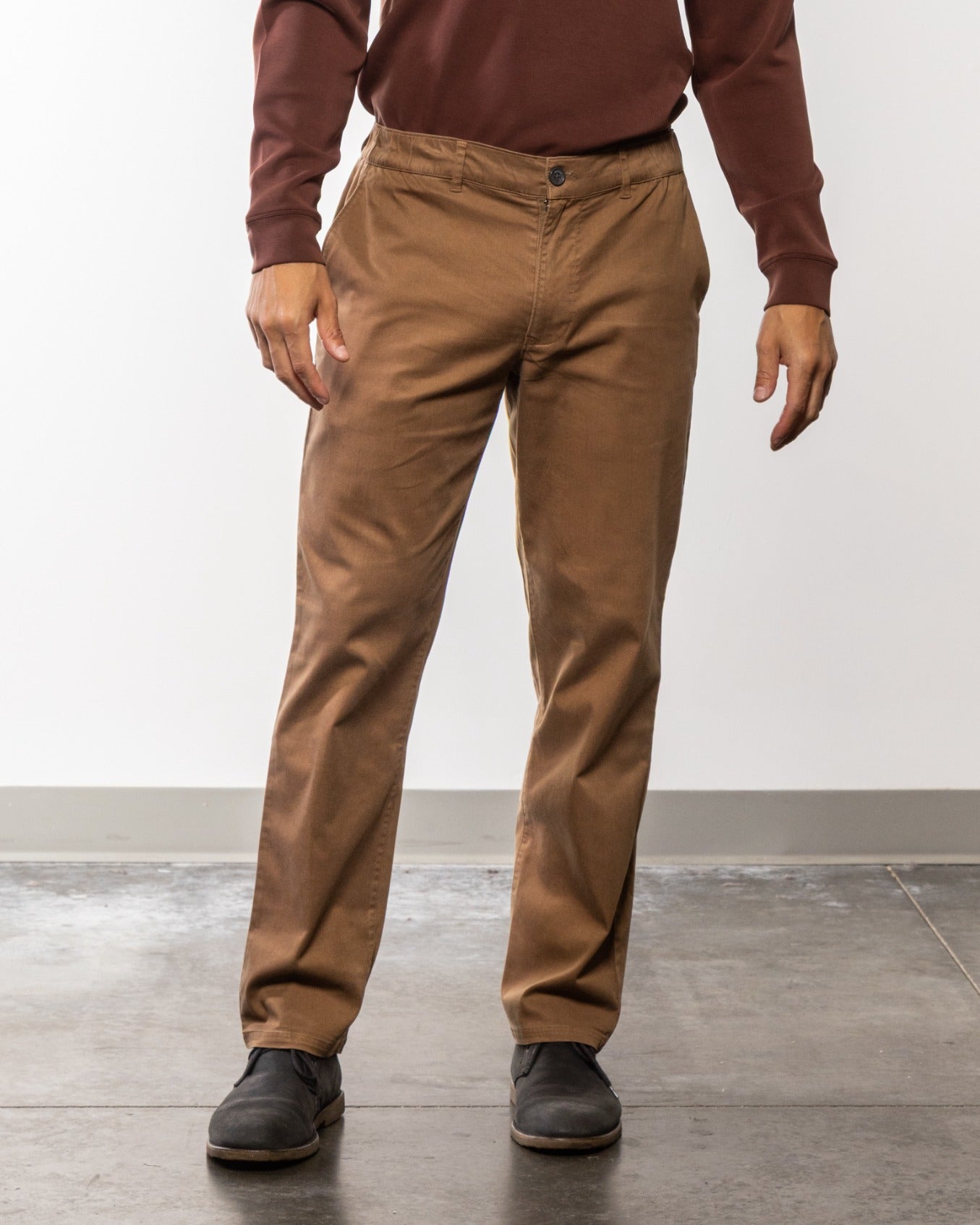 OJAI 5-pocket pants, tobacco and tan brown wash, straight leg with belt loops