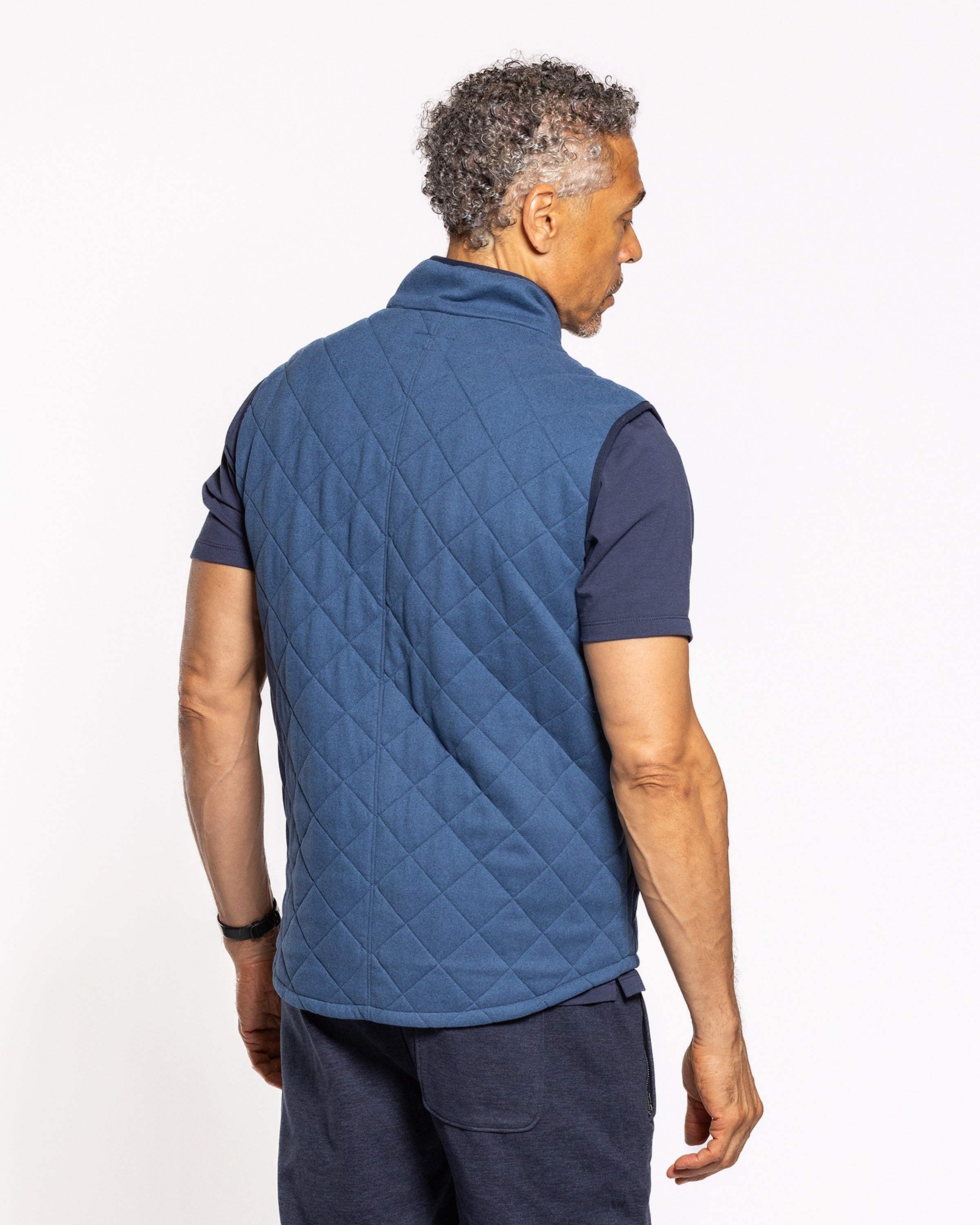 Manhattan quilted sleeveless vest with diamond pattern, indigo night