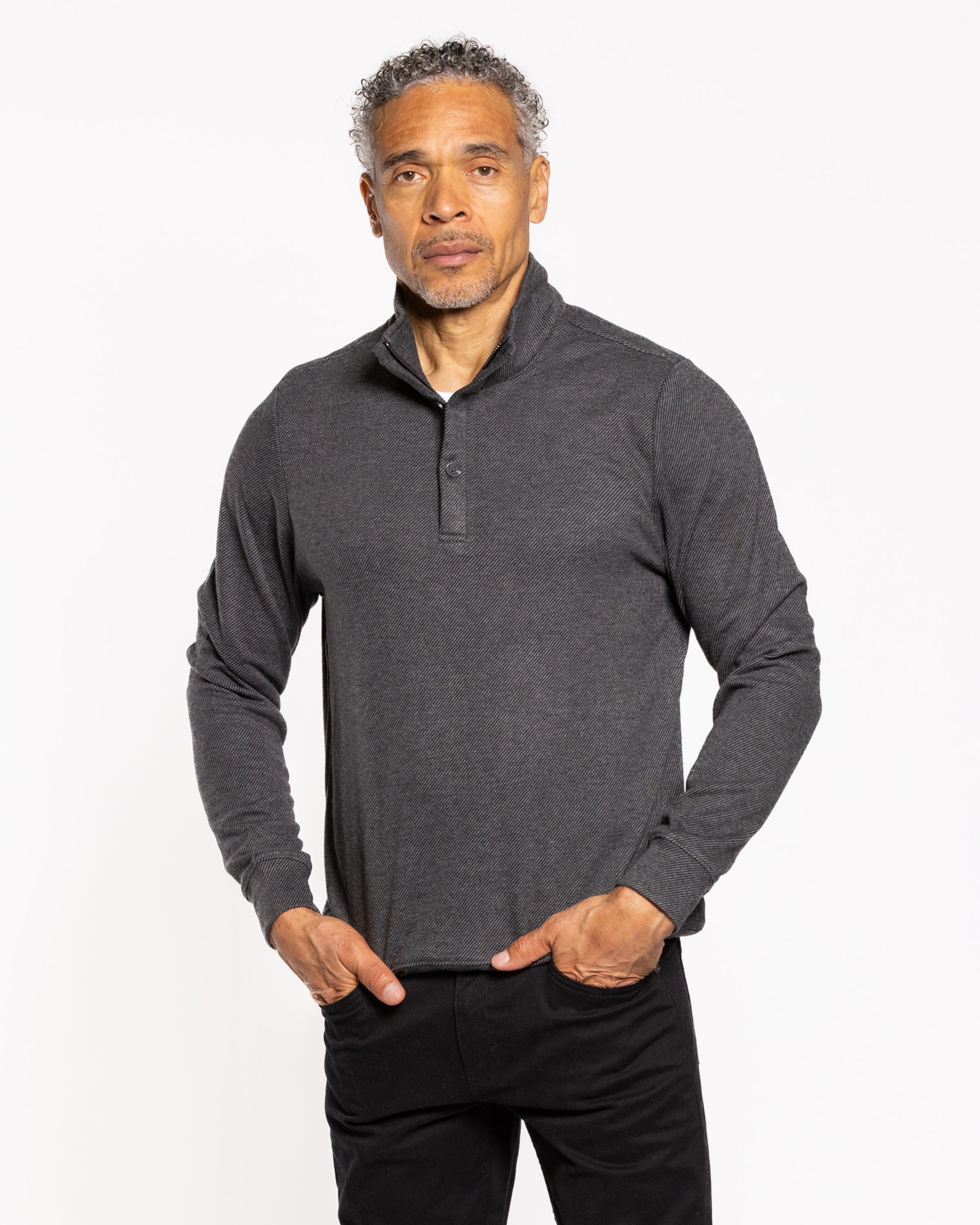 CALA BUTTON MOCK JET BLACK