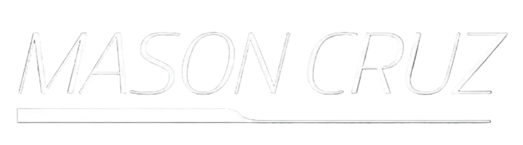 Gold 'MASON CRUZ' logo on a transparent background