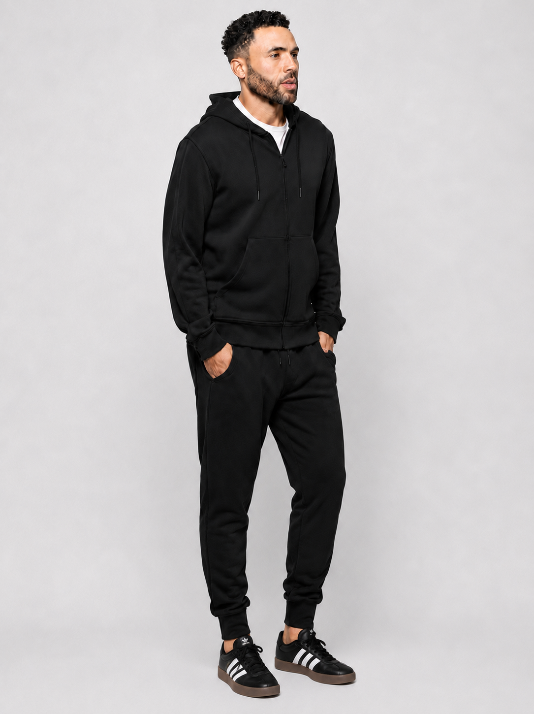 Men's tall jogger pants, jet black, elastic cuffs and waistband