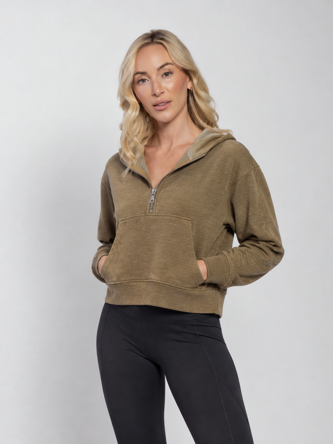 ASHER HALF ZIP HOOD - YUKON