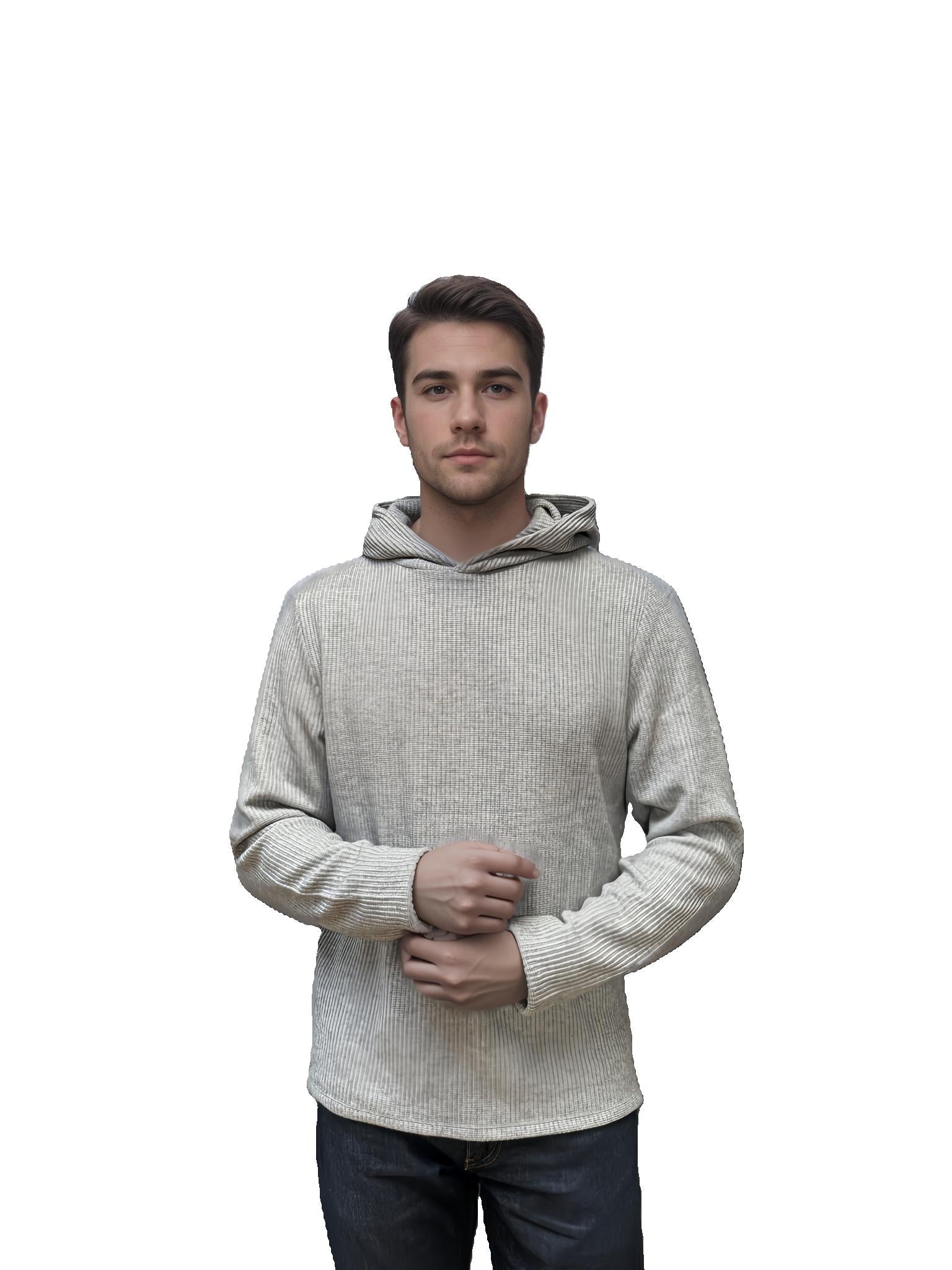 Heather grey pullover hoodie with hood and kangaroo pocket