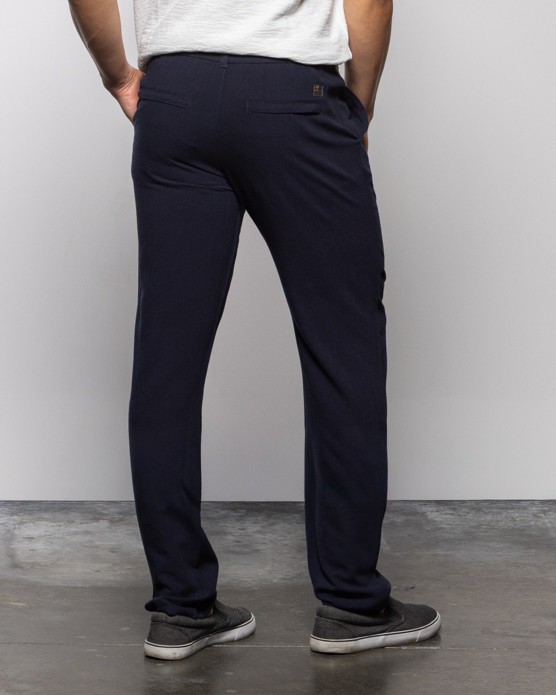 Indigo chino pants, straight fit with side pockets