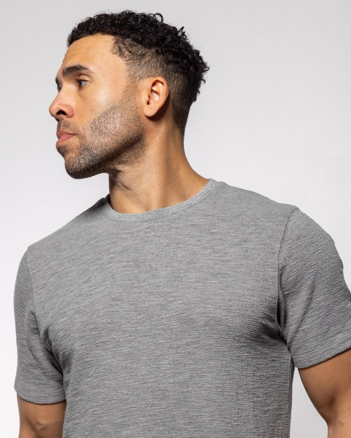 Men's NAPA T-shirt, concrete gray heather knit, crew neck and short sleeves