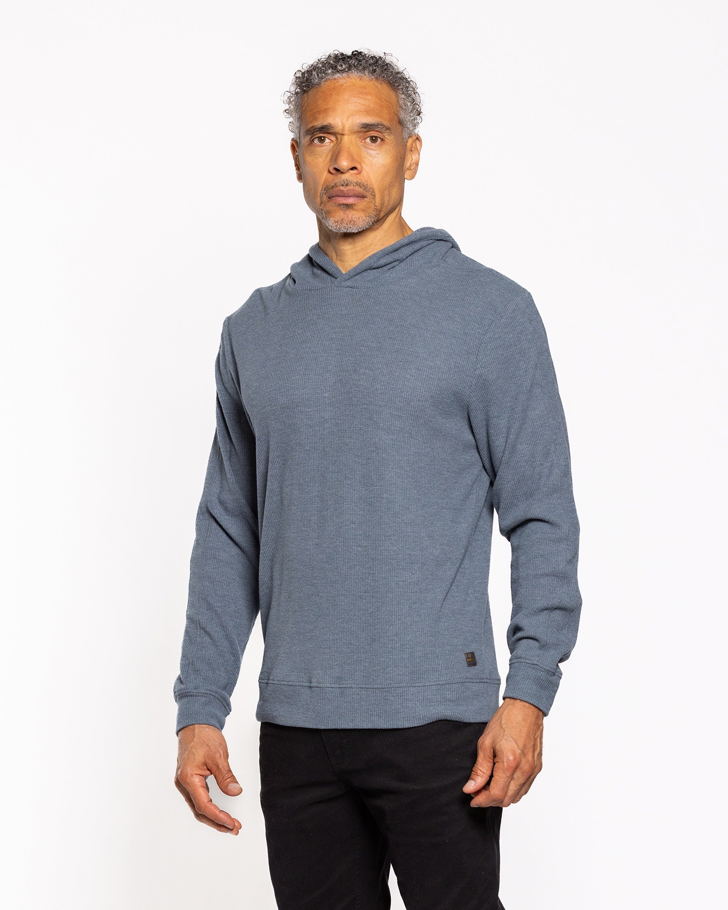 Dark slate smooth hoodie with hood and front kangaroo pocket